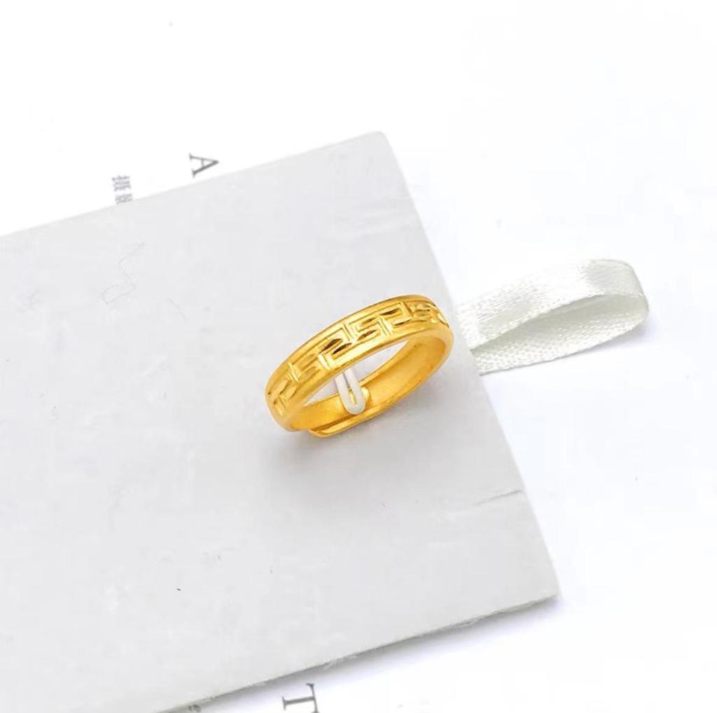 Vietnamese Gouden Grote Muur Patroon Heren Verstelbare Messing Ring