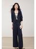 Women's Autumn Workwear-Inspired Sportswear Set: Cropped Jacket & Wide-Leg Pants