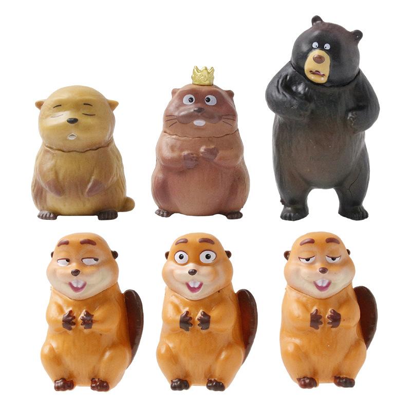

6Pcs/Set Latest Movie Hoppers Beaver Transformation Plan Beaver Action Figures Plaything Collectible Model Doll Fans Present