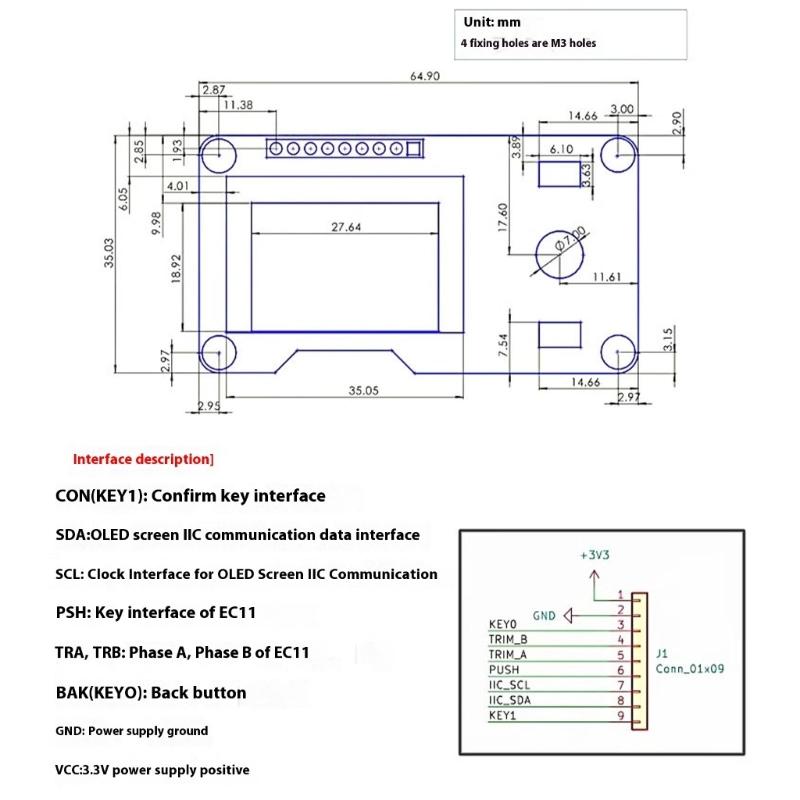 0.96/1.3inch Oleds Screen EC11 Encoders Combo Low Power I2C Communication Electronics Display Module