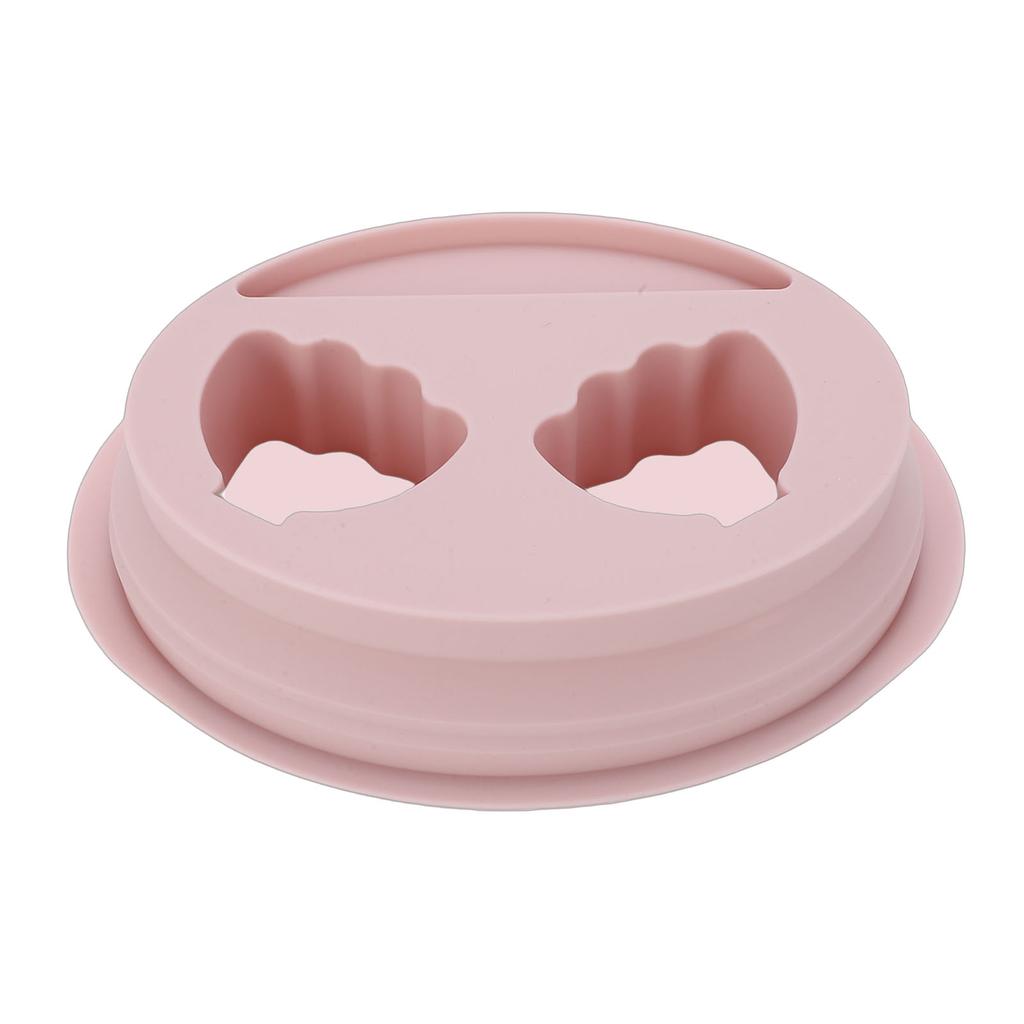 Silicone Dual Nail Soaking Bowl Nail Polish Dip Powder Remover Manicure Bowl with Tool Slot Pink