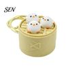 Unique Small Gifts for Friends 3D Printed Mini Animal Steamer Bun Keychain, Clicker Fidget Toy, Simulated Chinese Sensory Toys Anxiety Dim Sum