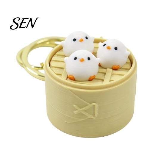 Unique Small Gifts for Friends 3D Printed Mini Animal Steamer Bun Keychain, Clicker Fidget Toy, Simulated Chinese Sensory Toys Anxiety Dim Sum