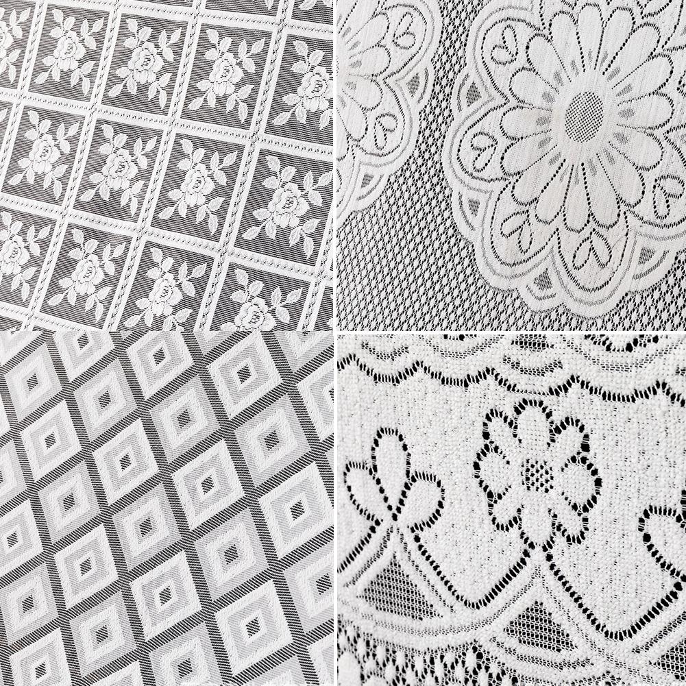 One Antique Embroidered Lace Tablecloth - Solid Color Elegant Flower Cut Process Polyester Square Tablecloth for Home Decor