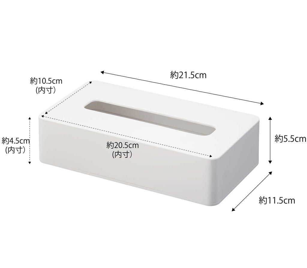 Yamazaki Jitsugyo 5092 Compact Tissue Case, White, Approximately W21.5 X D11.5 X H5.5cm, Tower, For Soft Pack Tissues, Can Be Stored On The Wall