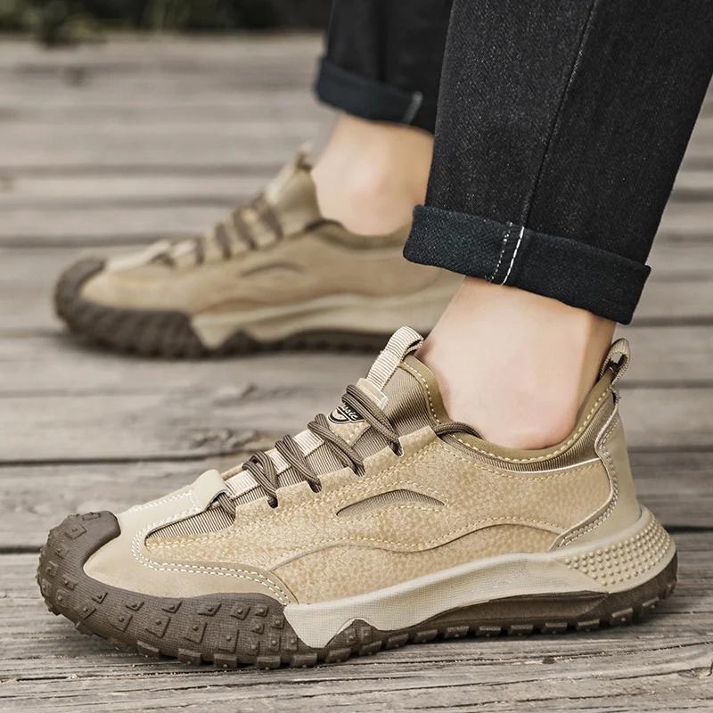 Breathable Men's Flat Shoes New Outdoor Lightweight Walking Sports Shoes Anti Slip Fashionable Casual Labor Protection Shoes