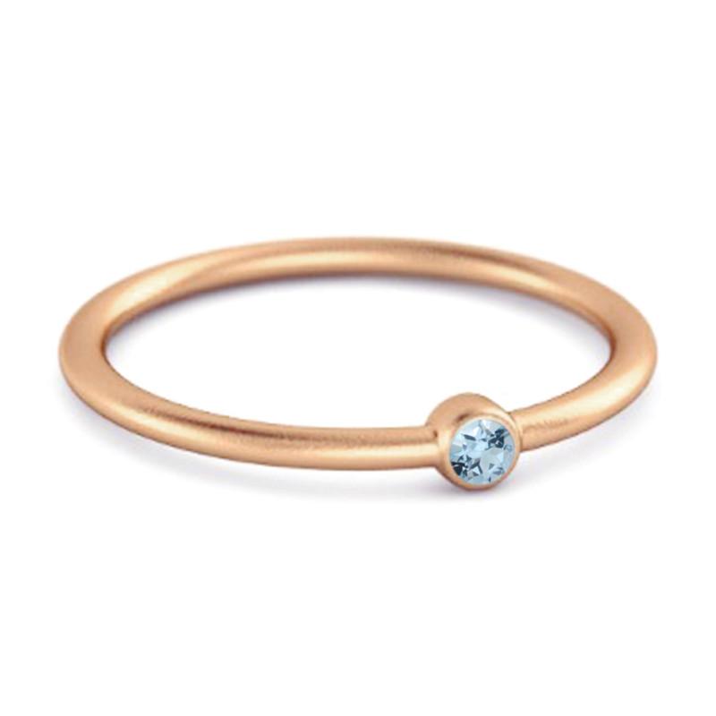 Blue Topaz Round Minimalist Bezel Set Ring - 925 Sterling Silver