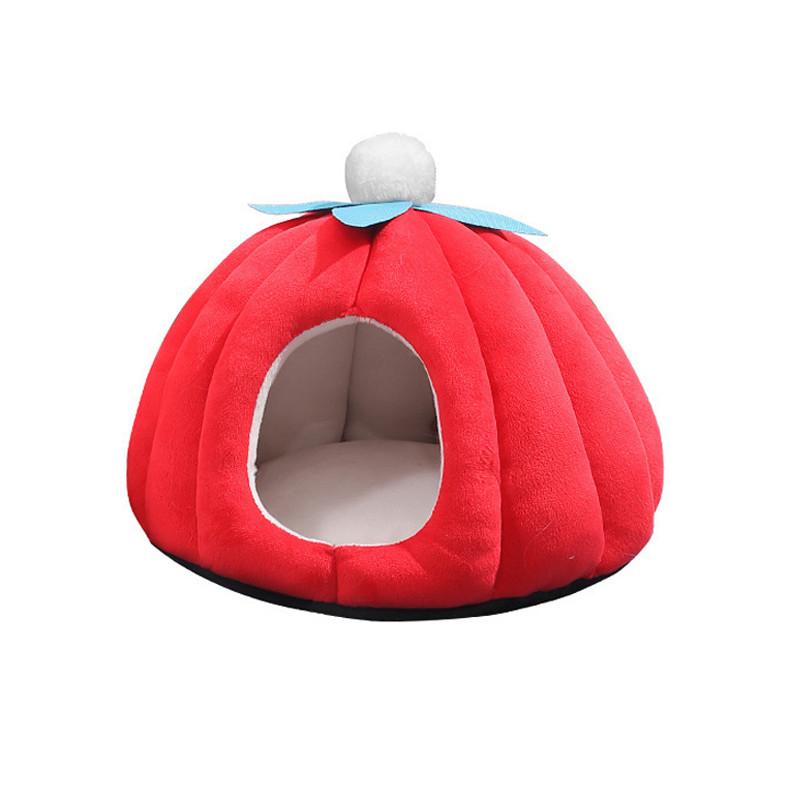 

Кровать для кошек, зимняя теплая мягкая кошачья кроватка, нескользящая, в форме тыквы, гнездо для кошек, для сна домашних животных, для котят, собак, товары для животных M(40x40x35cm)