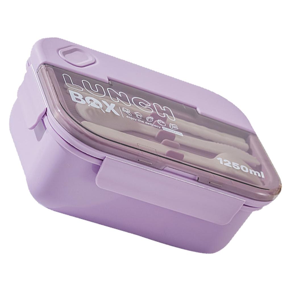 Lunsjboks med 3 rom 1250ml Lilla Lekkasjesikker PS PP Silikon Mikrobølgeovnsikker Bento Lunsjboks for Kontoret