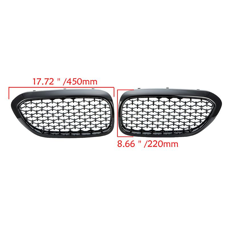 1 Pair Front Grille Diamond Star Style Gloss Black Front Kidney Grill Grille for BMW G30/G382017-2019