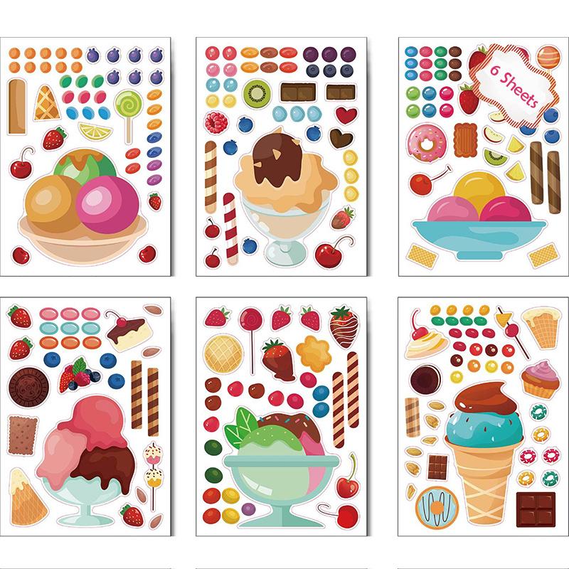 6 Sheetsset Farm Animals Assembled Sticker Kids Diy Make Animal Facial Expression Stickers Creative Toys Gift