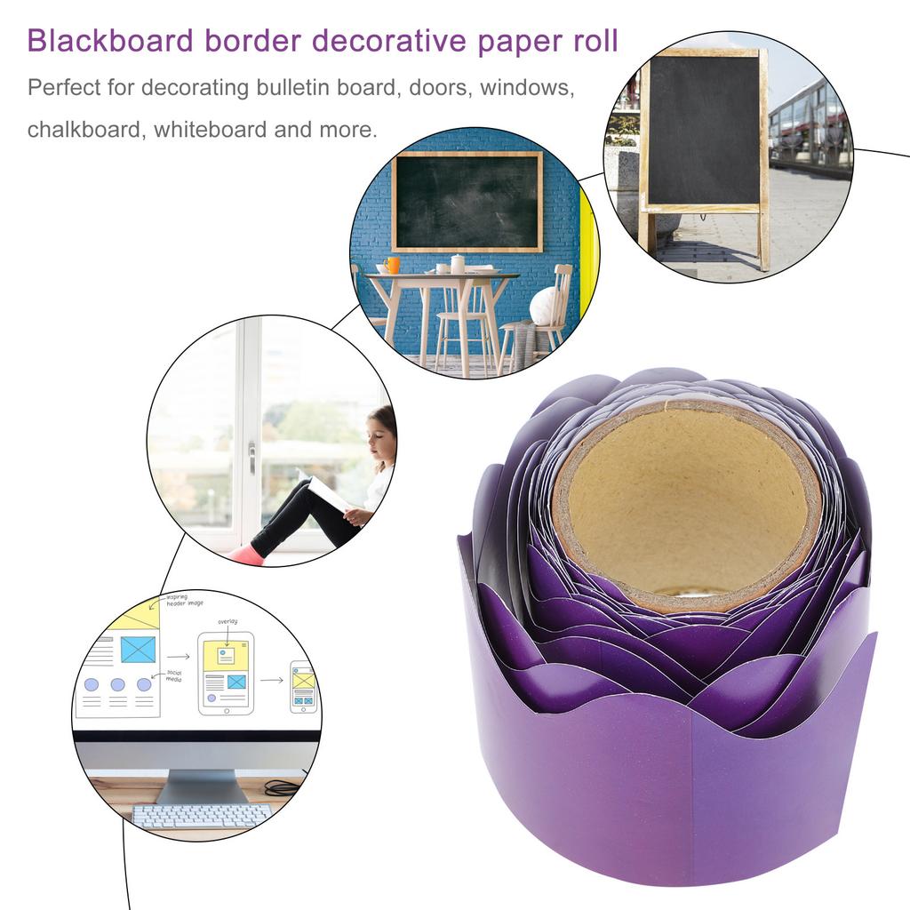 5M Bulletin Borders Trim Roll Decorative Chalkboard Blackboard Border Paper for Classroom Kindergarten Playroom Living Room