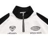 Unisex Retro Colorblock Racing Sweatshirt - Spring/Autumn Trendy Half-Zip Motorcycle Jacket.