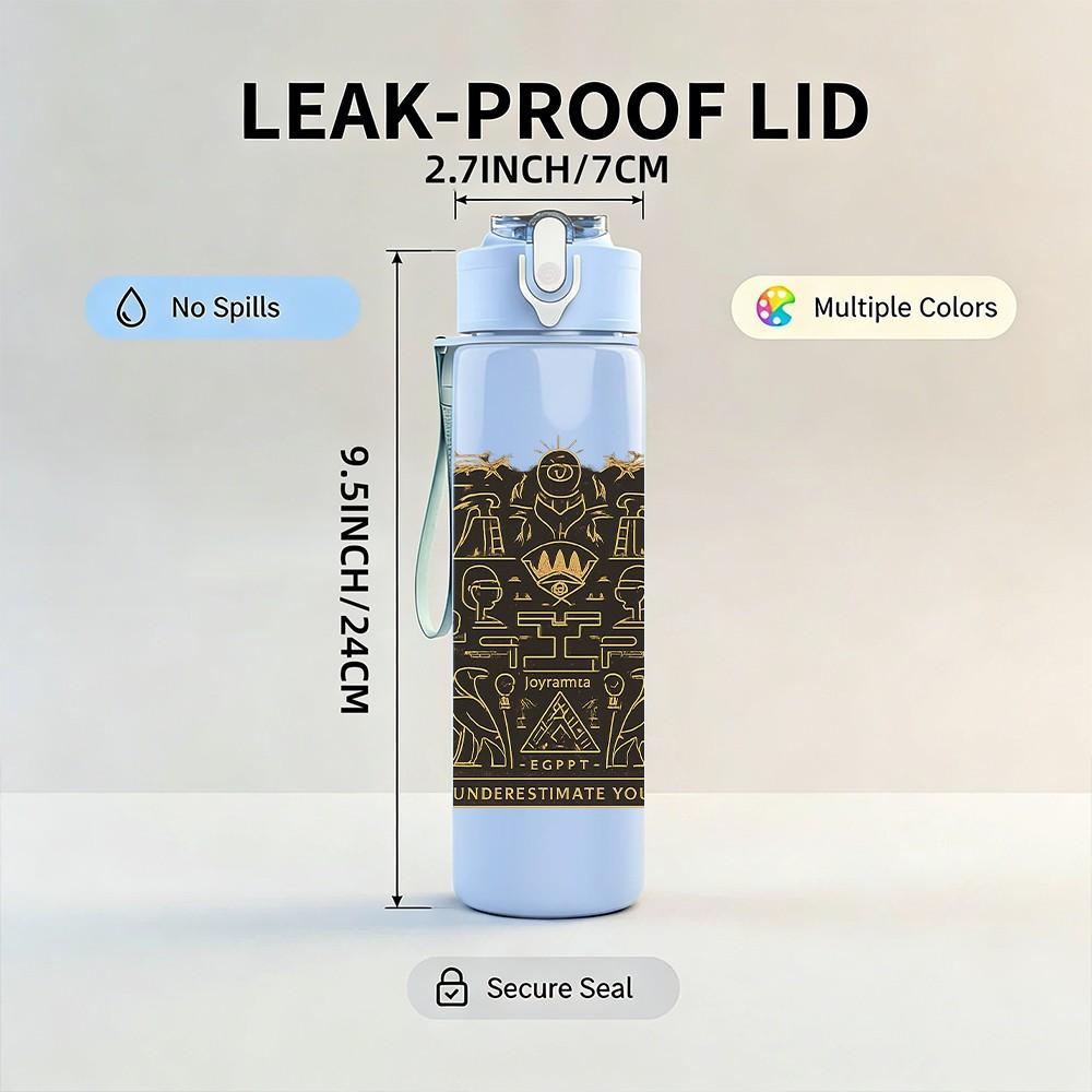 1PC Vintage Tribal Ornament Pattern 750ml Color Plastic Sports Water Bottle Leakproof Flip Straw Lid Suitable for Sports Office Home Use