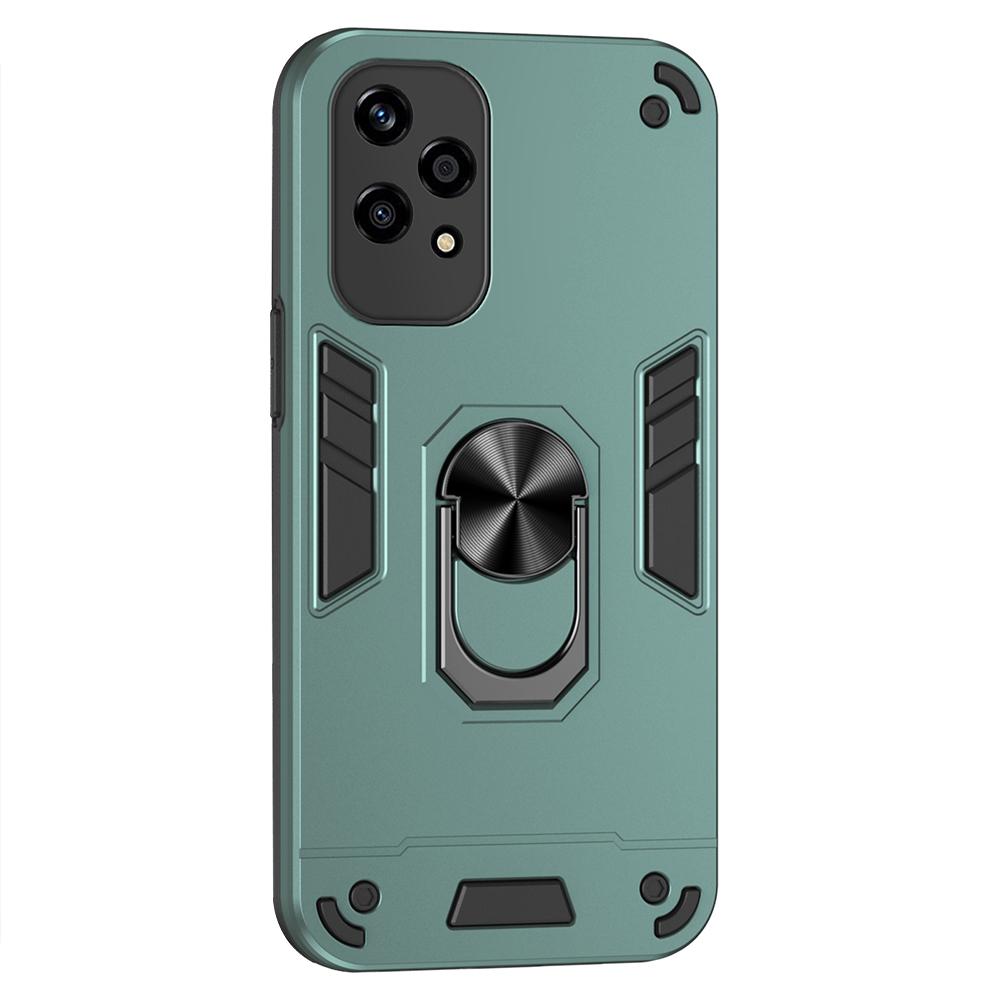 

For Honor 200 Lite Case PC+TPU Drop Defend Phone Cover with Ring Kickstand Green