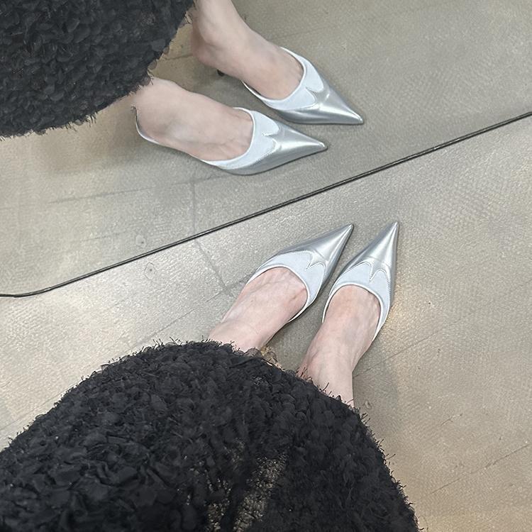 Spring New Bag Head Half Slippers Female Outer Wear Temperament Fairy Stiletto with Shoes