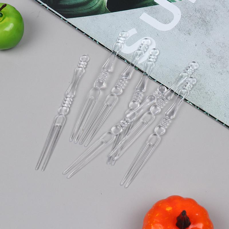 80Pcs Mini Transparent Disposable Forks For Party Plastic Food Cake Fruit Fork