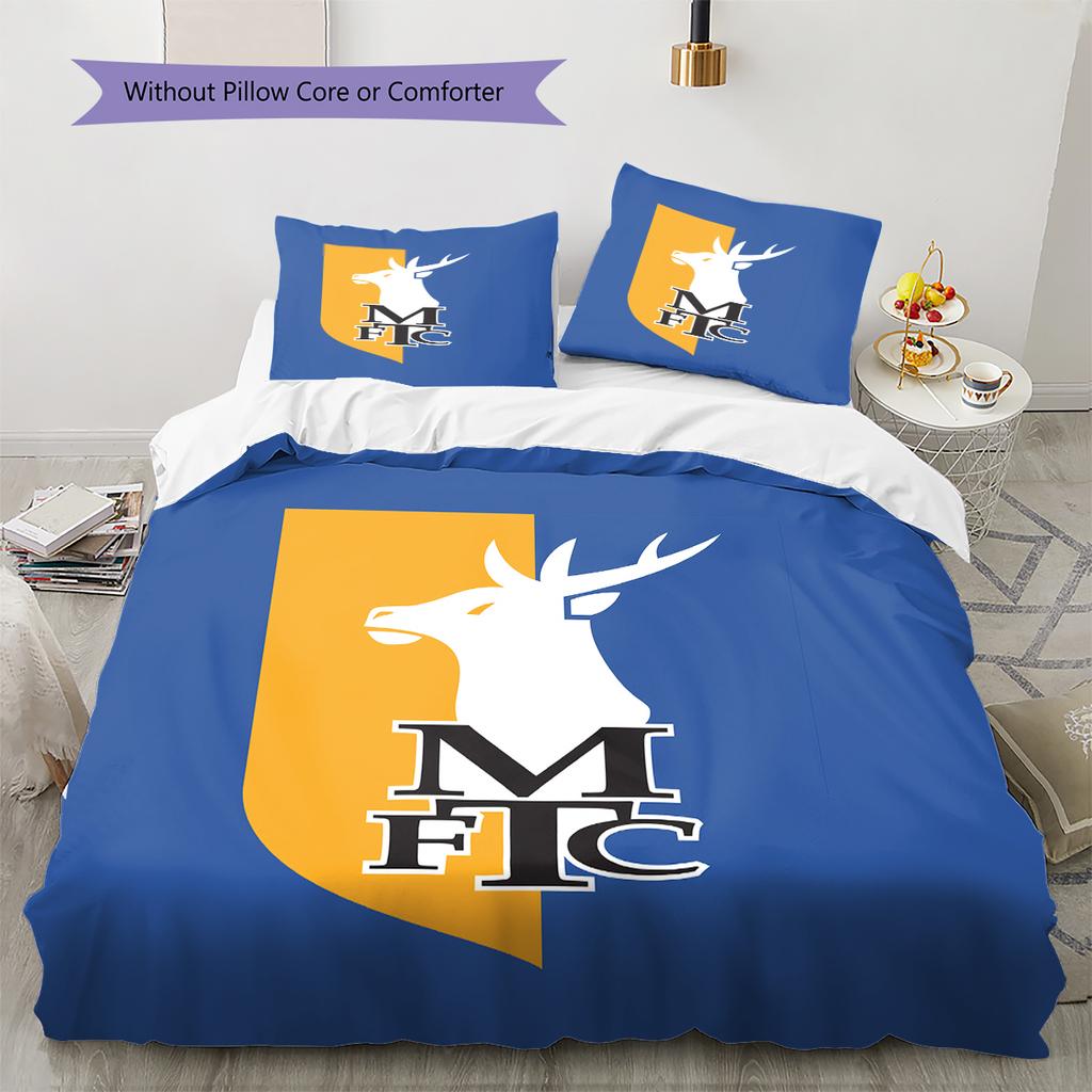 Biancheria da letto con motivo Mansfield Town FC Decorazione per la casa Regalo di compleanno (1 * copripiumino + 2 * federa, senza nucleo)