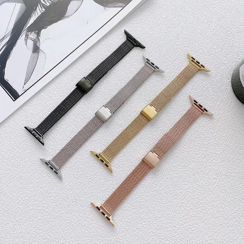 New Bracelet Metal Band for Apple Watch 10 9 8 7 6 SE 5 4 44 45 49MM Ultra Stainless Steel Milanese Strap for Iwatch 42MM 46MM
