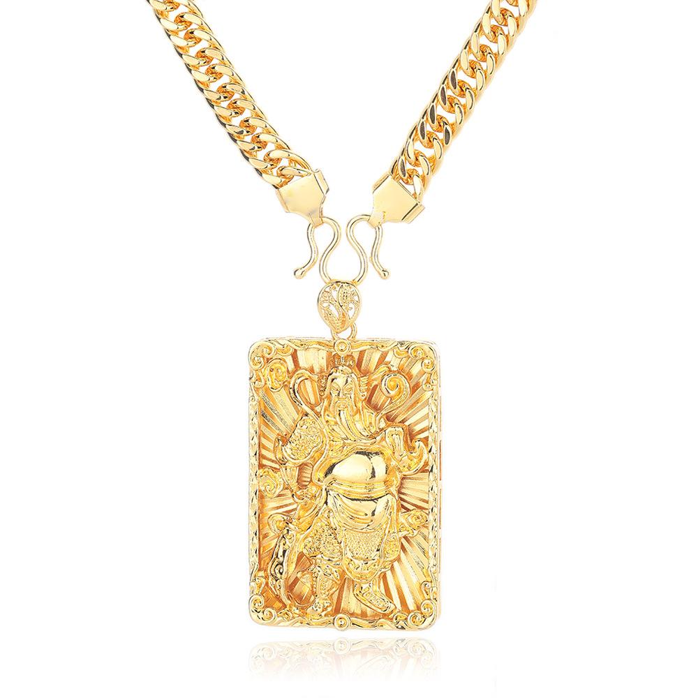 Guan Gong God of Wealth Male Tag Domineering Necklace Pendant Safe Cuban Chain Jewelry