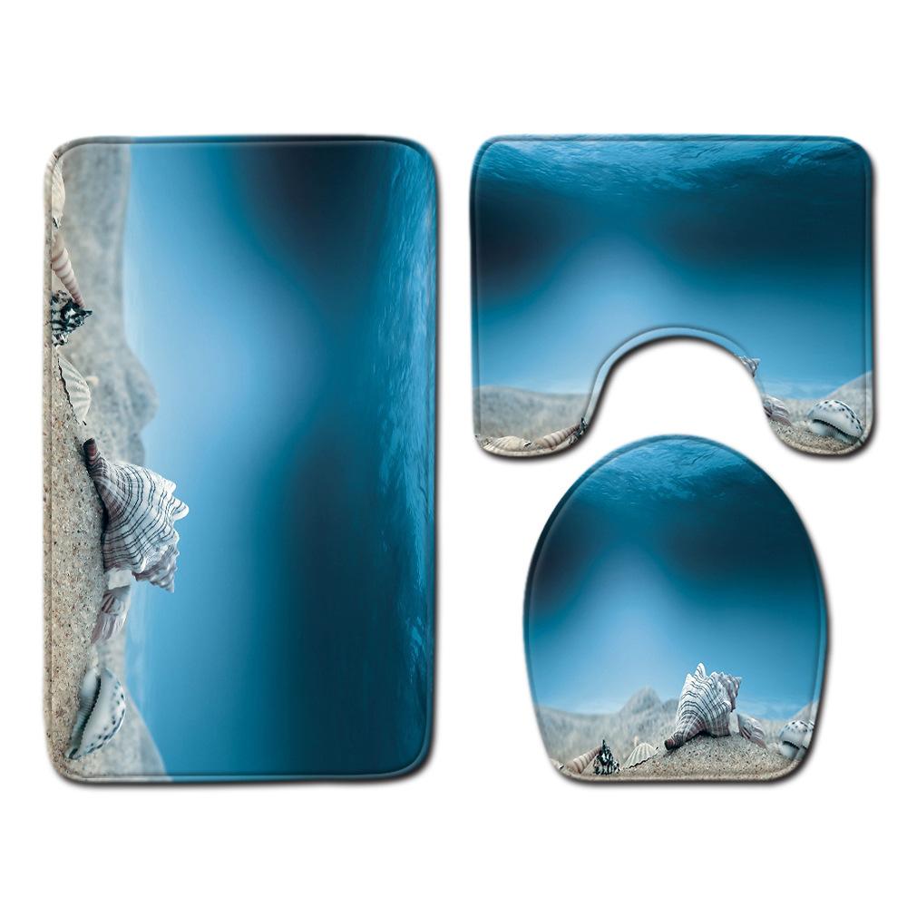 Shell Bathroom Floor Mat Toilet Three-Piece Set