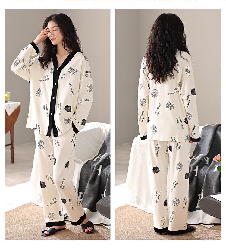 Autumn 2025 Women's Long Sleeve Cardigan Pajamas - Cute Ins Style Homewear