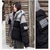 Winter Women Color Block Patchwork Hooded Cotton Jacket Short Korean Style Coat