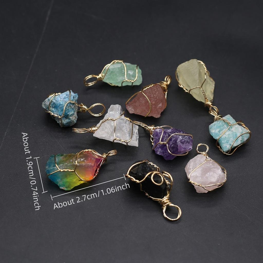 5 Pezzi Pendente Naturale Irregolare Avvolto in Filo Collana con Pietra Curativa Boho Artigianale, Perfetto per San Valentino/Festa della Mamma e Regali Spirituali Artigianato