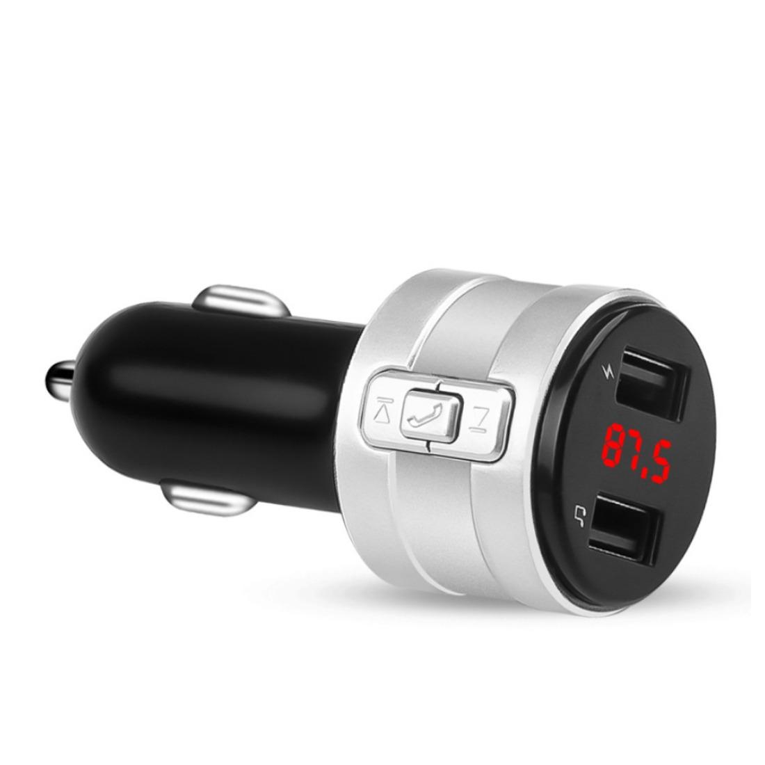 

Bluetooth 4.2 FM-передатчик Автомобильный MP3-плеер 3.1A Два порта USB Автомобильное зарядное устройство Комплект модулятора громкой связи Адаптер розетки серебряный