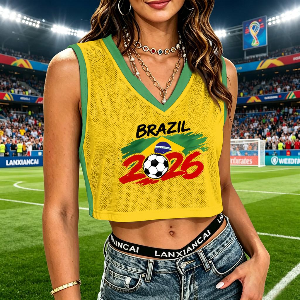V Neck Sleeveless Crop Tops for Women Mesh Casual Graphic Crop Tops for Women Soccer Jersey Women USA Soccer Jersey Women