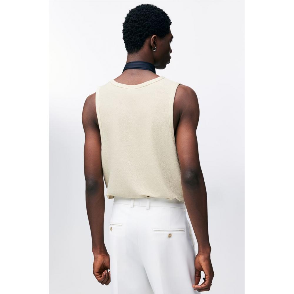 H M Metallic Sleeveless Top Regular Fit Beige