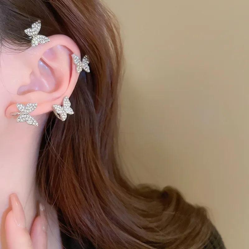 Gold Silver Color Butterfly Ear Clips Without Piercing For Women Ear Cuff Clip Earrings Wedding Fashion Aesthetic Korean Jewelry