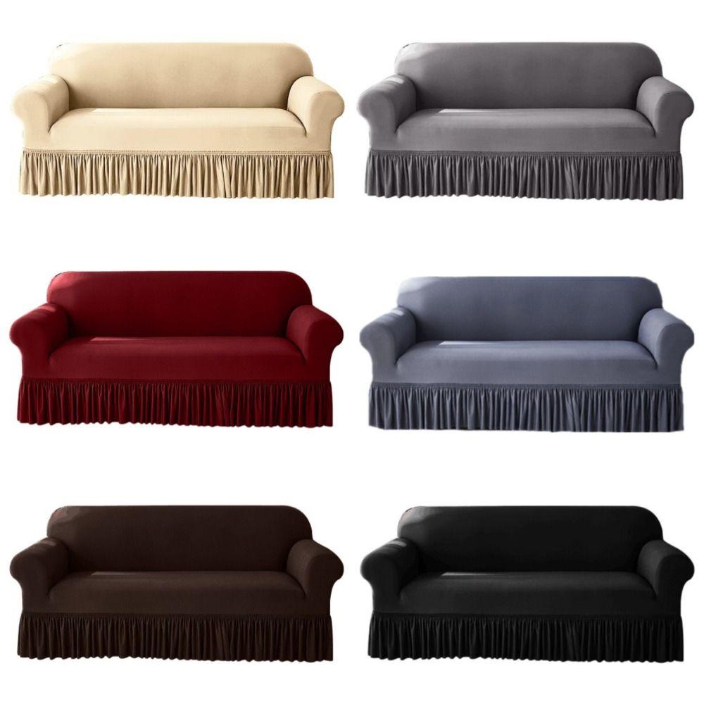 Dustproof Stretch Sofa Slipcover 1/2/3/4 Seat Solid Color Couch Cover Non-slip Sofa Cover Home Use