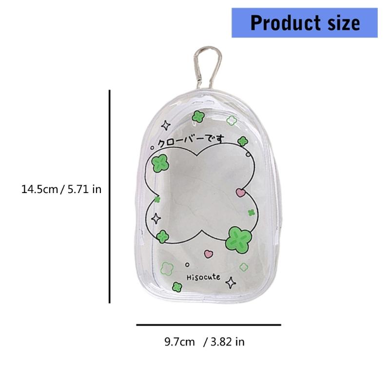 Portable Clear Hanging Storage Bag For Mini Figures Dolls Collectibles With Keychain Attachment And Zipper Closure