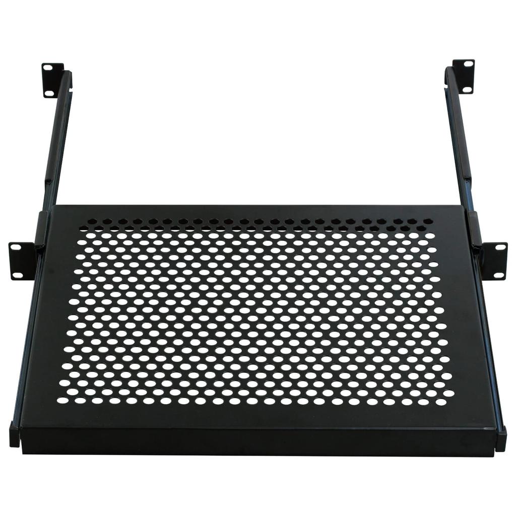 Kikutani 19-inch Rack Mount Sliding Mesh Tray, 1U, Black, STR-268