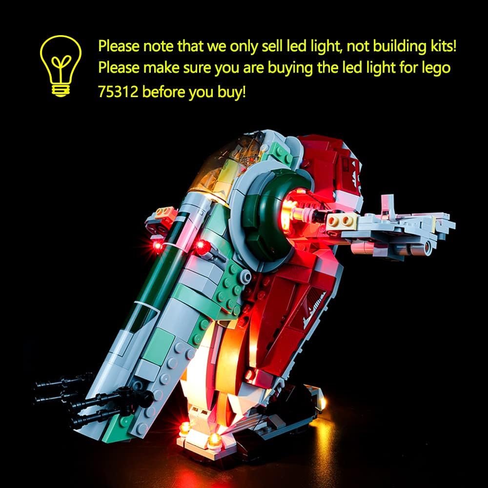 Kyglaring LED Lighting Kit for Lego Star Wars Boba Fett's Starship and Lights Set Compatible with Lego 75312 Building Kit - Not Include The Model