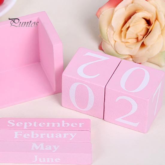 Calendario da tavolo con blocchi di legno, calendario perpetuo in legno massello rustico, calendario perpetuo riutilizzabile, decorazione per la scrivania dell'ufficio domestico