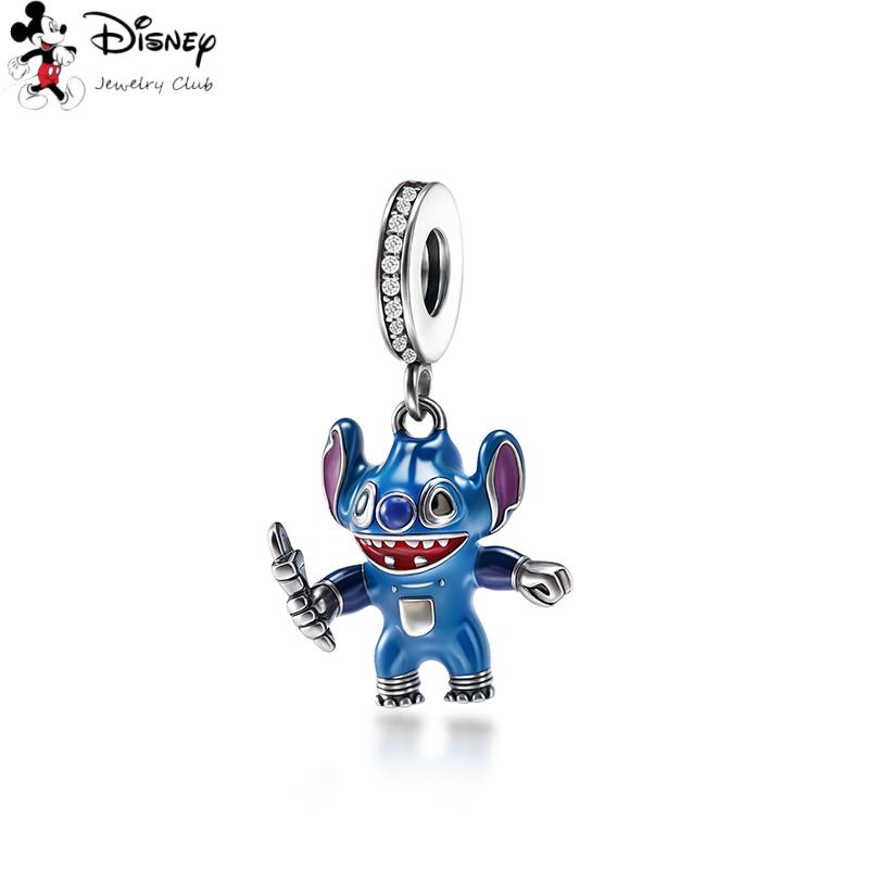 Silver 925 Disney Cartoon Charm Fit Original Bracelet Mickey Winnie Stitch Pooh Bead Pendant DIY Jewelry Making Accessories Gift