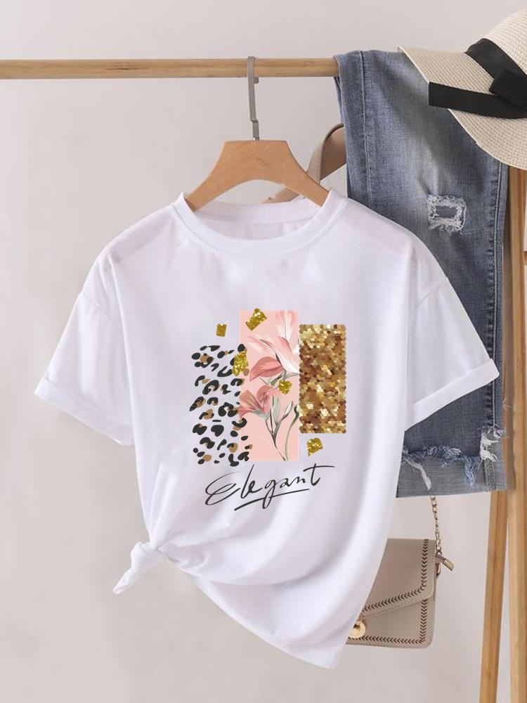 (Asian Size) Sweet Love Cute Lady Female Top Printed Fashion Graphic Short Sleeve T-shirts Tee Clothing Women Casual T Shirt