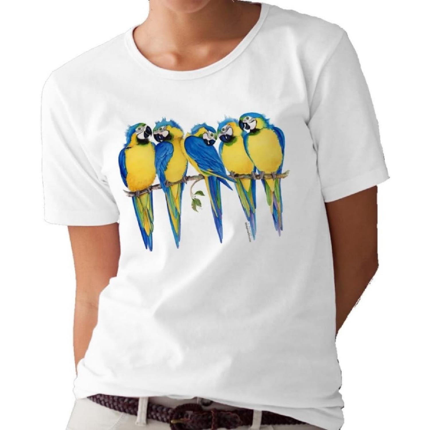 Blue and Gold Macaws T-Shirt_tee by Valerie Pfeiffer XXXXXL белый