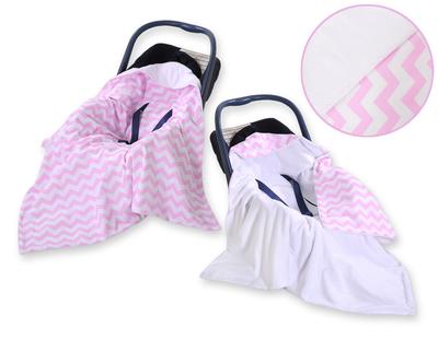 Large Baby Wrap for the Stroller Carrier Seat, Double-sided - Chevron Pink and White