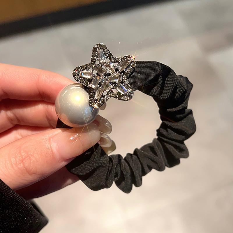 

High-end Water Diamond Pearl Hair Tie Dongdaemun Hair Band High-elasticity Rubber Band Ponytail Hair Band New Head Accessories