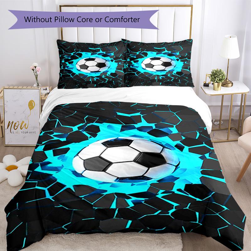 Soccer Bedding Set Breathable Duvet Cover with Pillowcases Decorative Bed Linen for Bedroom Home Decoration Birthday Gift