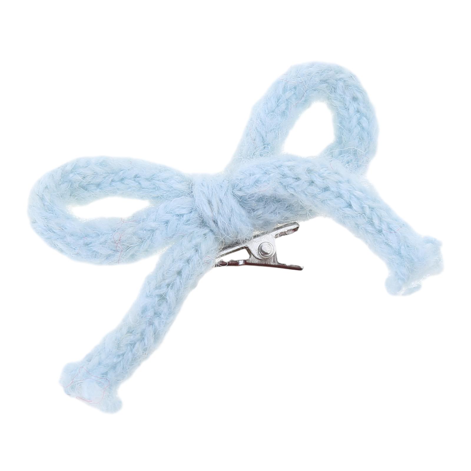 

Sweet Knitting Yarn Bowknot Hair Clip Lazy Hairpin Duckbill Hairclips Barrettes for Women Side Bangs Hair Styling Tool синий