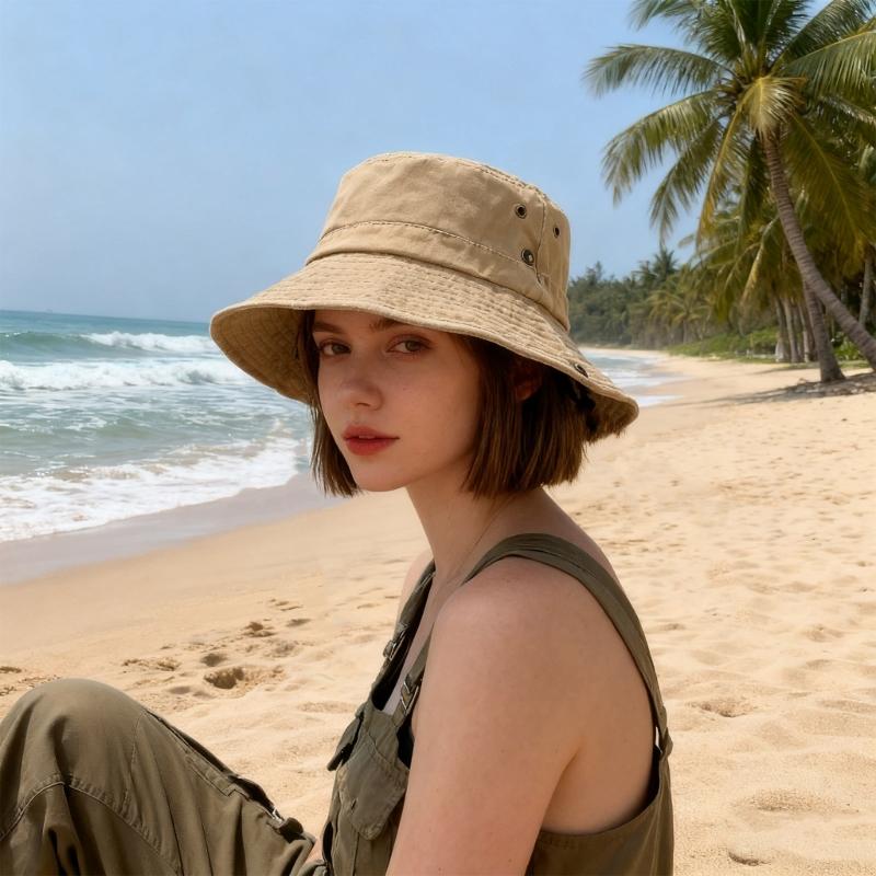 Breathable Cotton Bucket Hat For Outdoor Activity Foldable Sun Protective Unisex Design Fisherman Hat For Women Men