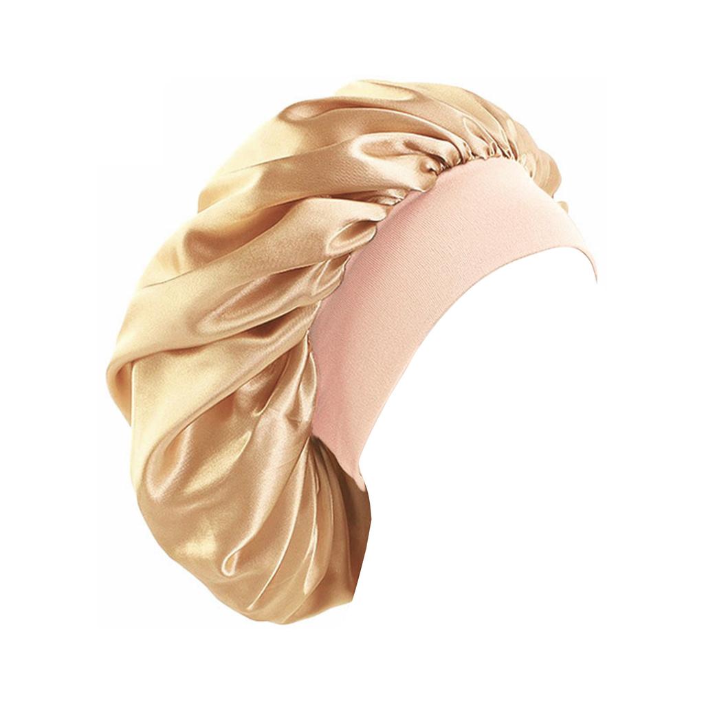 Large Brim Nightcap Sleeping Hat Satin Bonnet Wide Band Silk Sleep Cap Bathing Shower Caps for Women Curly Hair