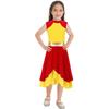 Kids Girls Color Block Dance Dress Mock Neck Sleeveless Tiered Wrapped Hem Praise Lyrical Dance Dress Dancewear