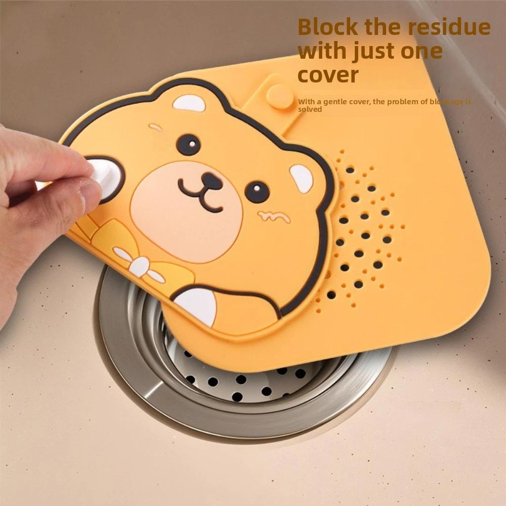 Cute 2 in 1 Sewer Floor Drain Cover Reusable Anti-blocking Shower Drain Cover Drainage Silicone Deodorant Mat For Kitchen Toilet