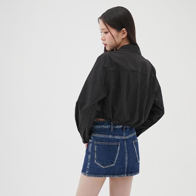 LAP Hem Tuck Crop Shirt Blouse Aq1Wbm69