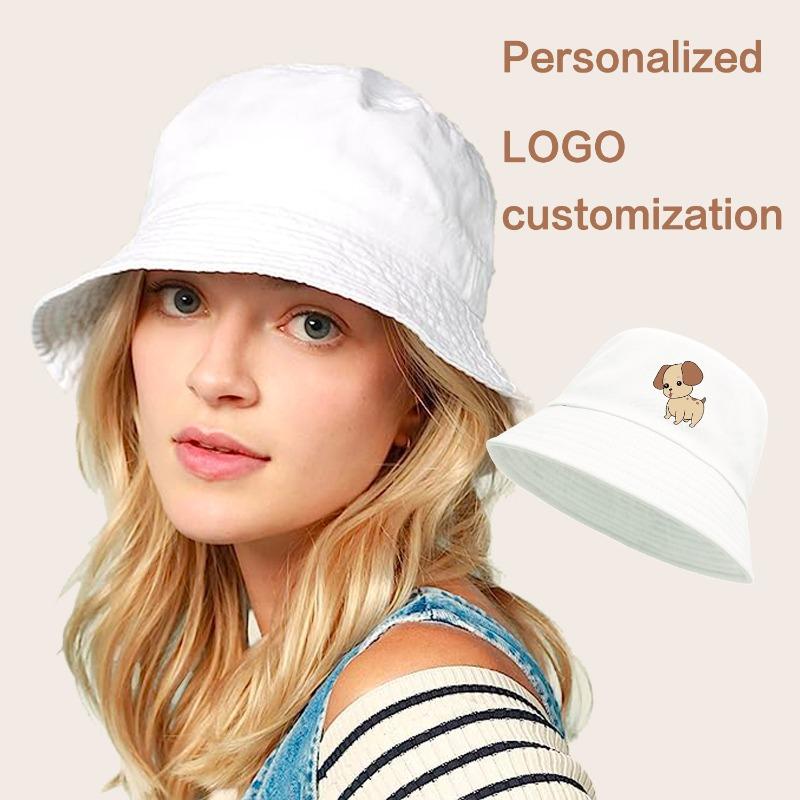 Solid color bucket hat cotton shows small face daily face covering sunscreen basin hat bucket hat can be printed LOGO